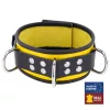Leather necklace with 3-ring yellow-black design