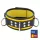 Leather necklace with 3-ring yellow-black design