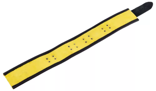 Leather necklace with 3-ring yellow-black design