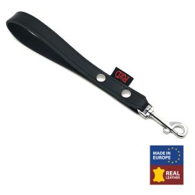 Prémium fekete bőr póráz - stílusos kontrollérzék