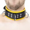 Leather Necklace - 3 D-rings - black/yellow