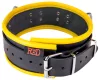 Leather Necklace - 3 D-rings - black/yellow