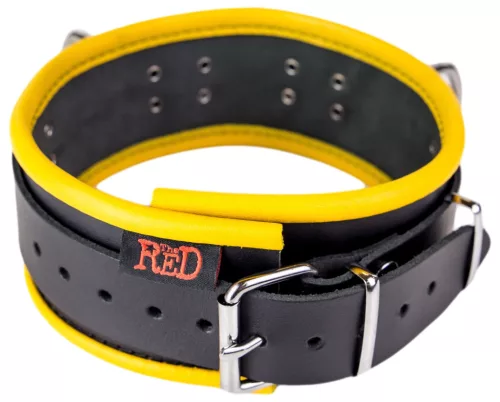 Leather Necklace - 3 D-rings - black/yellow