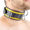 Leather Necklace - 3 D-rings - black/yellow
