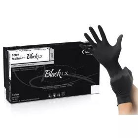   BLACK LX – latex kesztyű, pormentes, fekete, 100 dbos csomag