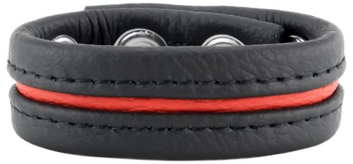 Leather penis ring – three-stage pressure, black-red