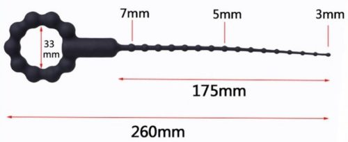 Vibrating urethral wand with O-ring – 17.5 cm, 3-8 mm diameter