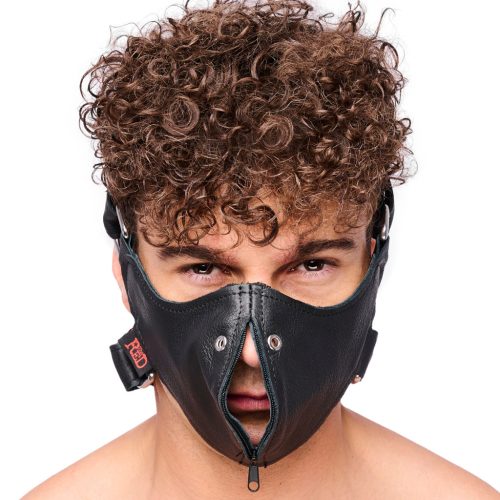 Premium leather mask with zipper – sensual mystery in wax