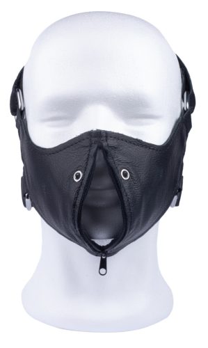 Premium leather mask with zipper – sensual mystery in wax