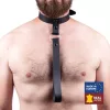 Leather collar with a short leash – a stylish accessory