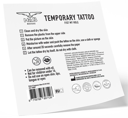 Ephemeral tattoo – FIST MY HOLE 10 x 10 cm