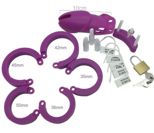 Bran – Premium Silicone Tying Cage Purple 9 x 3 cm