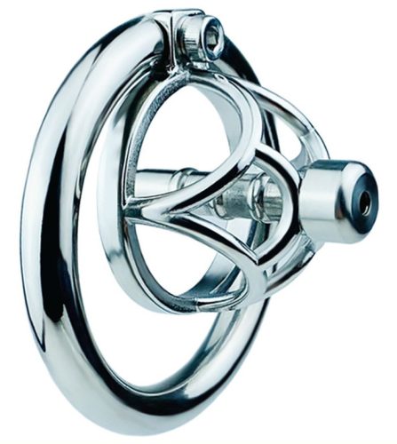 Metal punishment cage – Hexy with urethral plug, 3 x 3.3 cm