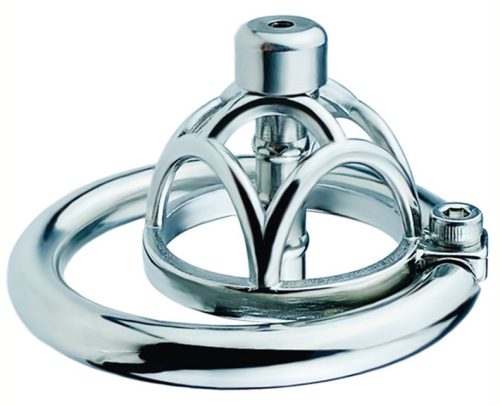 Metal punishment cage – Hexy with urethral plug, 3 x 3.3 cm