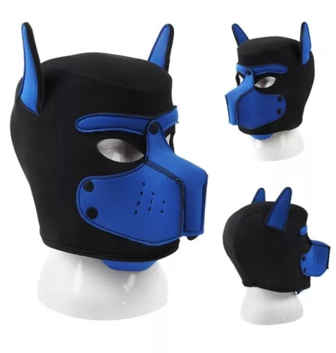 Puppy Neoprene – fekete-kék maszk kutyás dizájnnal