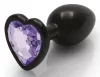Bijou Heart Gem S – premium anal stone, black-purple 6 x 2.6 cm