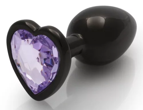 Bijou Heart Gem S – premium anal stone, black-purple 6 x 2.6 cm
