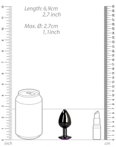Bijou Heart Gem S – premium anal stone, black-purple 6 x 2.6 cm