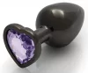 Bijou Heart Gem L – black-purple anal pampering 8x4 cm