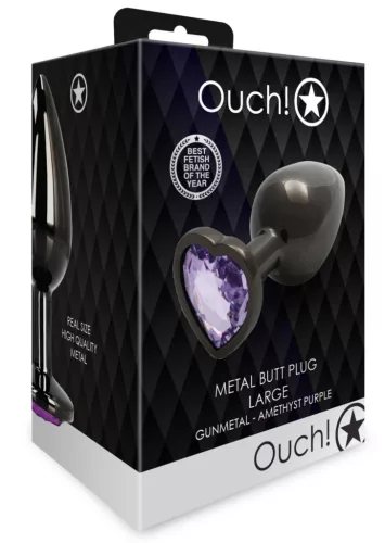 Bijou Heart Gem L – black-purple anal pampering 8x4 cm
