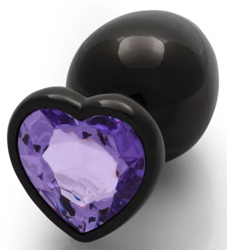 Bijou Heart Gem L – black-purple anal pampering 8x4 cm