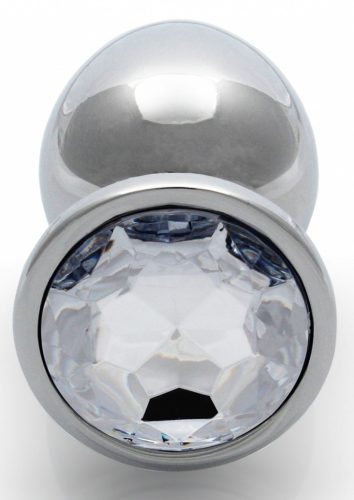 Bijou – silver, transparent, round anal pampering 8 x 4 cm