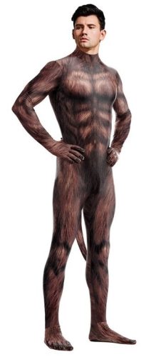 Wolf costume overalls in brown color