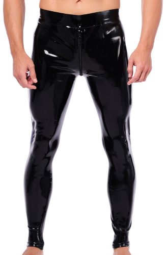 Xrub – black and blue latex trousers with front-back zipper