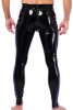 Xrub latex trousers – black and blue, with zippers front and back