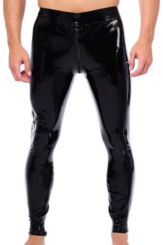 Xrub latex trousers - black and white, with a front-back zipper