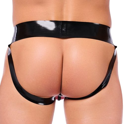 Xrub – fekete-piros latex jockstrap cipzárral