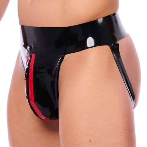 Men's Xrub Latex Bottom – Zip, Black-Red JockstrapSexy Style