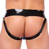 Xrub – black-blue latex jockstrap with ципlock
