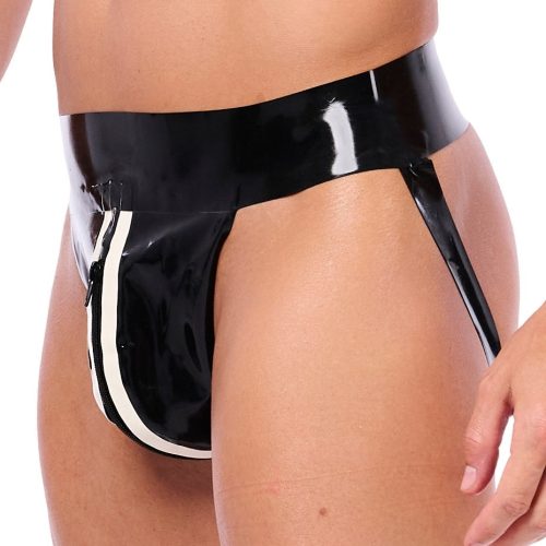Xrub Latex Jockstrap – elegant zipped, black and white underwear