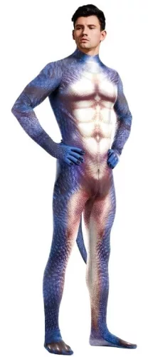 Blue and White Raptus Dinosaur Cosplay Costume