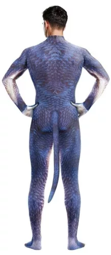 Blue and White Raptus Dinosaur Costume for Cosplay