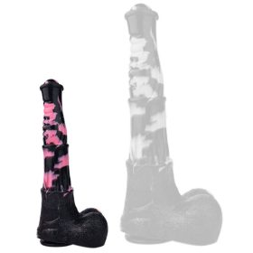 Tinulf M – prémium dildó, fekete-rózsaszín, 19 cm