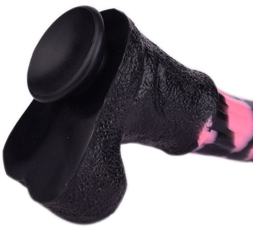 Tinulf M – prémium dildó, fekete-rózsaszín, 19 cm