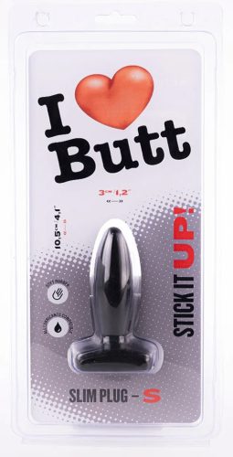 Plug Slim S I Love Butt – prémium anális izgató, fekete