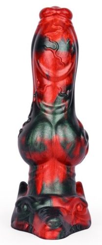 Akorix – prémium fekete-piros dildó 17 x 6 cm