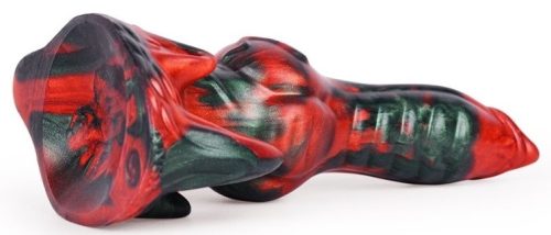 Akorix – prémium fekete-piros dildó 17 x 6 cm