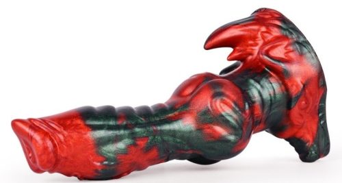 Akorix – prémium fekete-piros dildó 17 x 6 cm