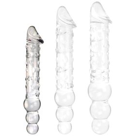 Üveg Dildó – háromgömbös, érzéki masszírozás