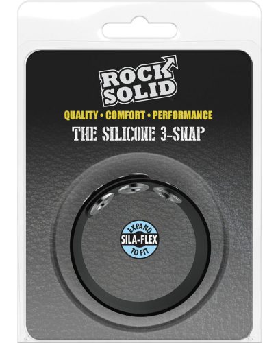 Adjustable silicone penis ring – three snaps black