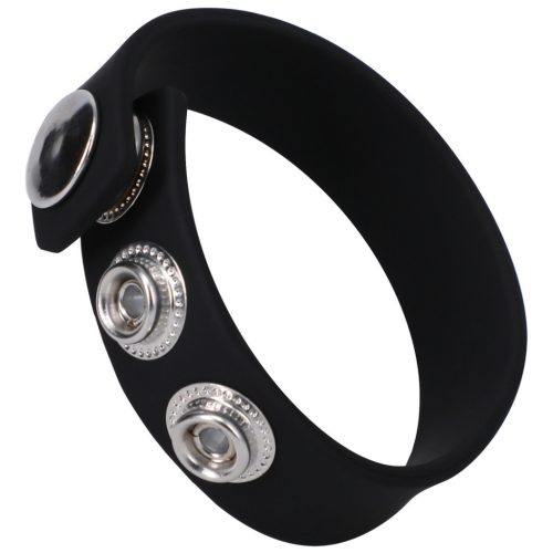 Adjustable silicone penis ring – three snaps black