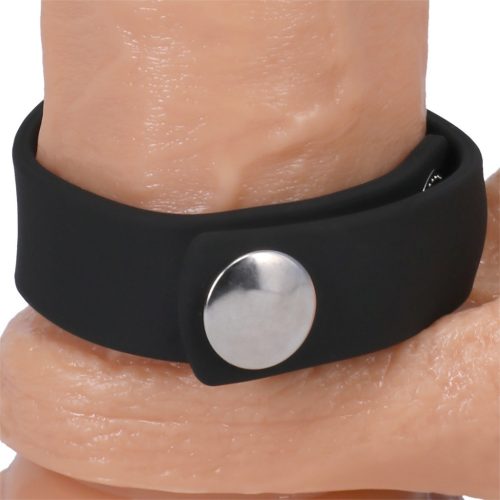 Adjustable silicone penis ring – three snaps black