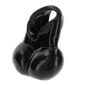 Premium black scrotum holder, soft leather finish