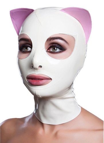 Cagoule Cat – fehér macska maszk, érzéki fétis stílusban