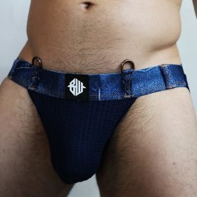 Stonewall Wash Denim – dark denim drop jeans jockstrap