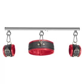 Simply Dom – red-black handcuffs and collar set